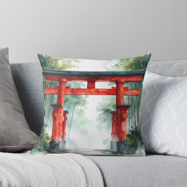 Item preview, Red Torii Gate in Misty Bamboo Forest designed and sold by BetweenForms.