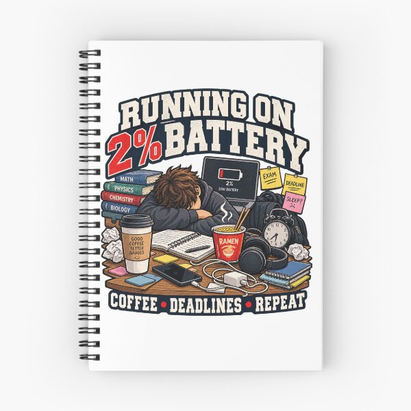 Item preview, Running on 2% Battery – Funny College Student Humor designed and sold by Print-Mingle01.