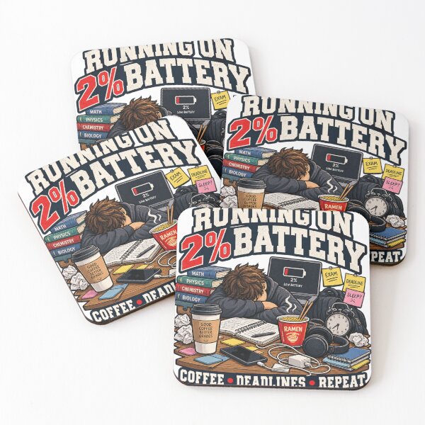 Item preview, Running on 2% Battery – Funny College Student Humor designed and sold by Print-Mingle01.