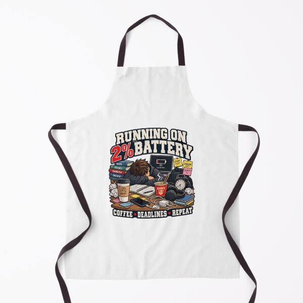 Item preview, Running on 2% Battery – Funny College Student Humor designed and sold by Print-Mingle01.