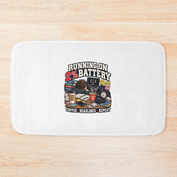 Item preview, Running on 2% Battery – Funny College Student Humor designed and sold by Print-Mingle01.