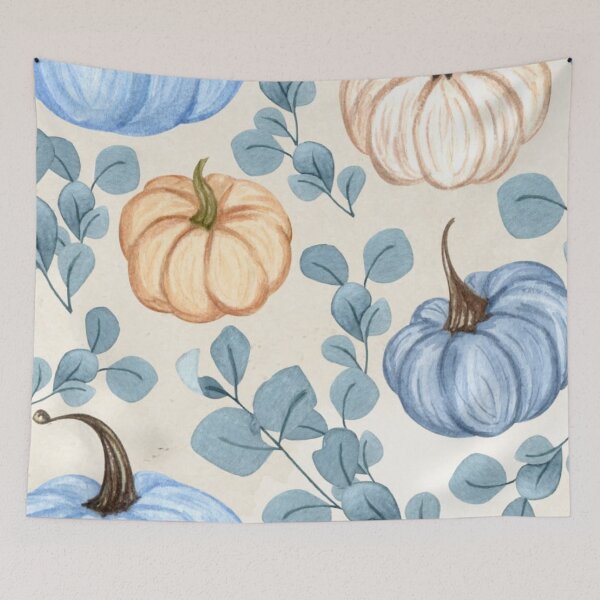 Item preview, Watercolor Soft Blue Pumpkins and Eucalyptus Pattern — Shabby Chic Autumn Harvest designed and sold by LYAN-STORE.