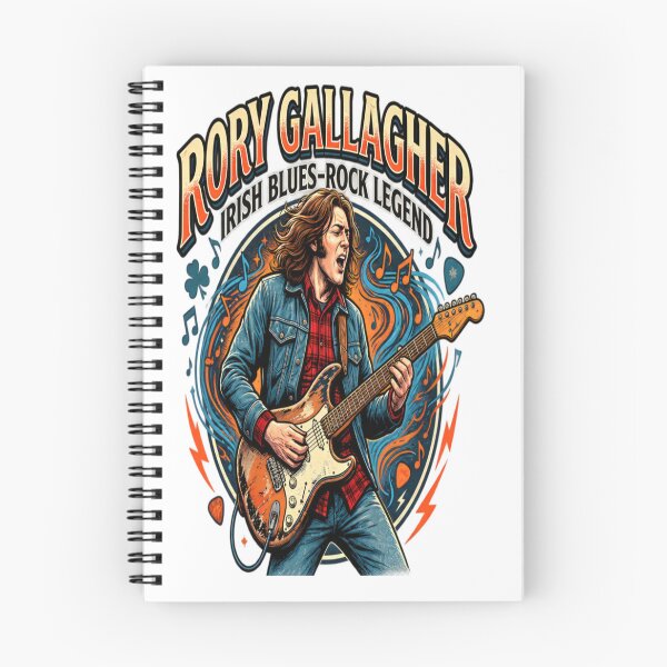 Aperçu de l'œuvre Rory Gallagher, légende du blues rock irlandais, design vintage créée et vendue par CatLovers Studio.