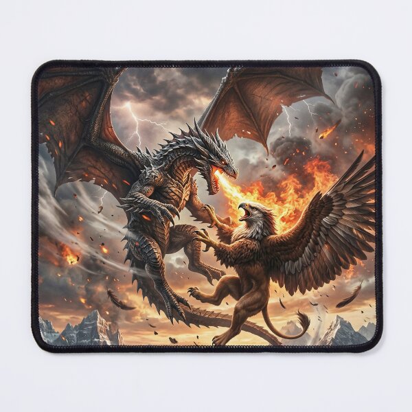 Item preview, Dragon vs Griffin - Epic Fantasy Battle Artwork designed and sold by Lucid Dream Pixel.