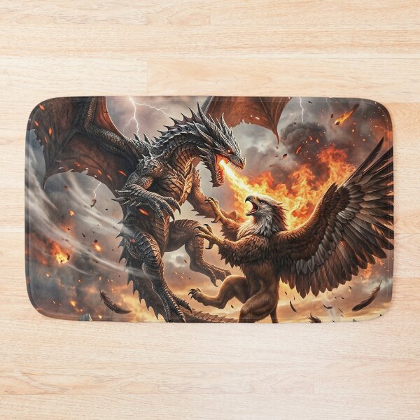 Item preview, Dragon vs Griffin - Epic Fantasy Battle Artwork designed and sold by Lucid Dream Pixel.