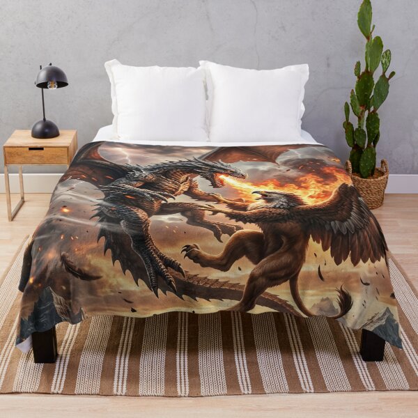 Item preview, Dragon vs Griffin - Epic Fantasy Battle Artwork designed and sold by Lucid Dream Pixel.