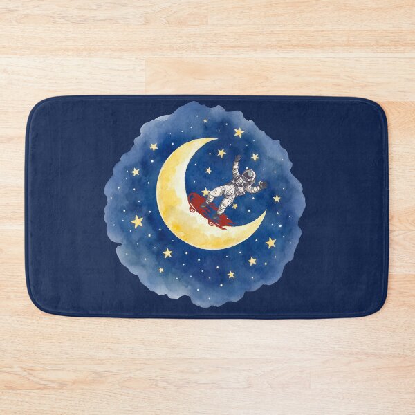 Item preview, Astronaut Skateboarding Crescent Moon Watercolor Space Art designed and sold by DonaFada.