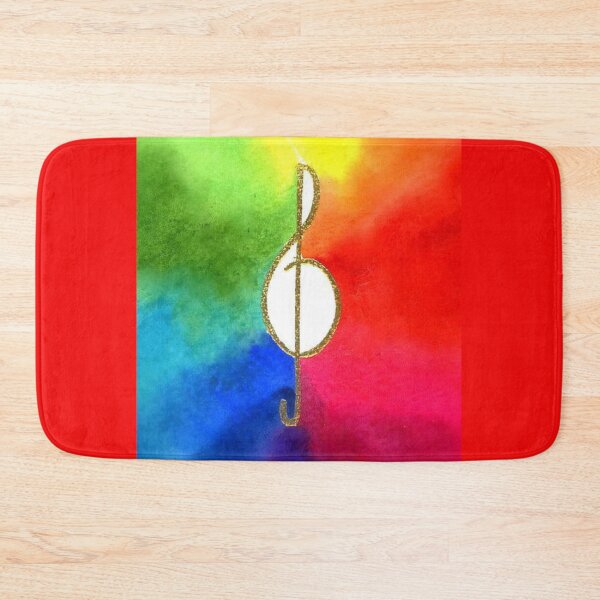 Item preview, Watercolor of a gold treble clef on a rainbow background. designed and sold by aswoa.