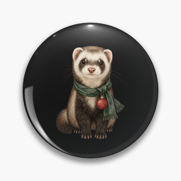 Item preview, Title: Cute Christmas Ferret With Winter Scarf designed and sold by Lozarux.
