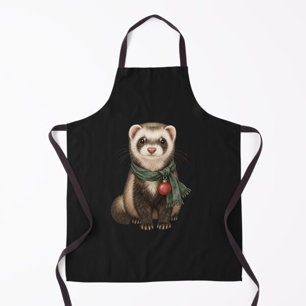 Item preview, Title: Cute Christmas Ferret With Winter Scarf designed and sold by Lozarux.