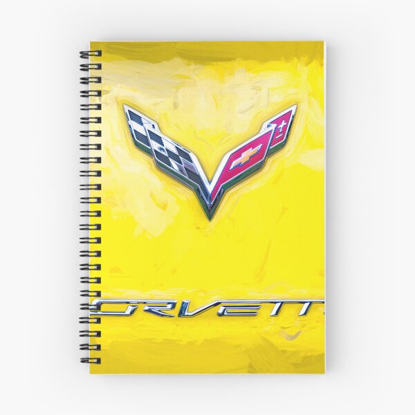 Item preview, 2014 Corvette Stingray Coupe Velocity Yellow Hood Badge Poster designed and sold by RichFrancoCars.