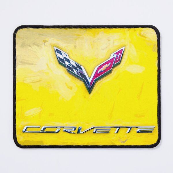 Item preview, 2014 Corvette Stingray Coupe Velocity Yellow Hood Badge Poster designed and sold by RichFrancoCars.