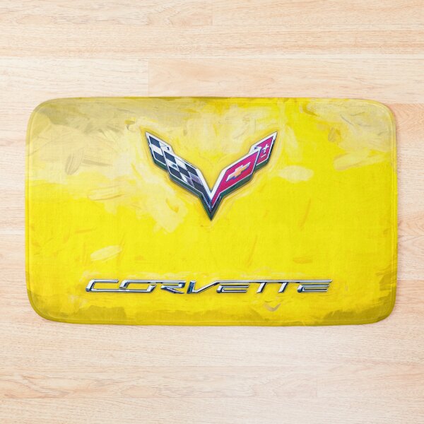 Item preview, 2014 Corvette Stingray Coupe Velocity Yellow Hood Badge Poster designed and sold by RichFrancoCars.