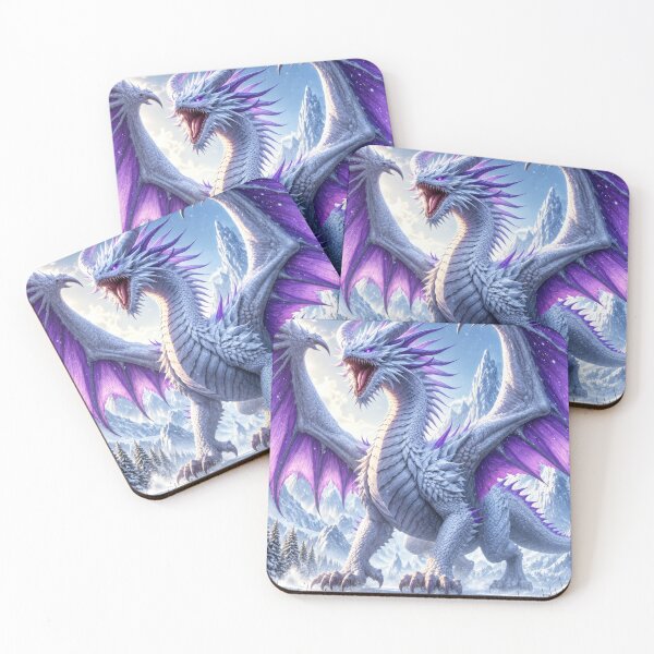 Item preview, Ice Dragon Fantasy Art – Purple Wings, Frozen Kingdom & Epic Dragon designed and sold by DrakariArt.