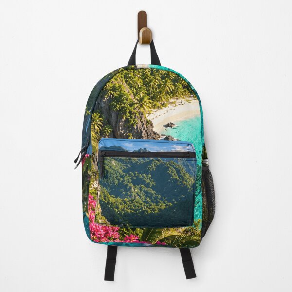 Item preview, Tropical Turquoise Lagoon Paradise Beach Waterfall Island Landscape designed and sold by IRON SIREN.