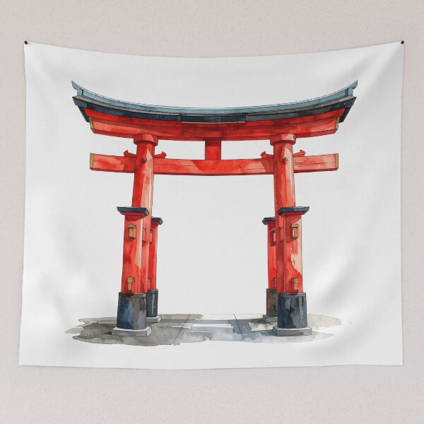 Item preview, Red Torii Gate in Misty Bamboo Forest designed and sold by BetweenForms.