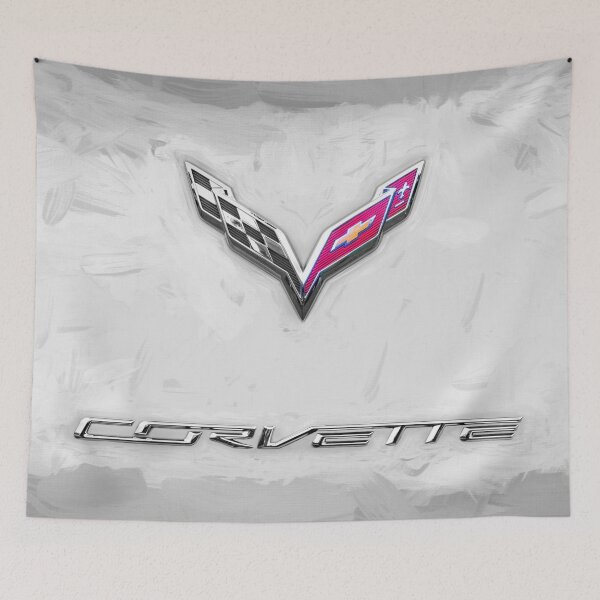 Item preview,  2014 Corvette Stingray Coupe Velocity Yellow Hood Badge Poster designed and sold by RichFrancoCars.