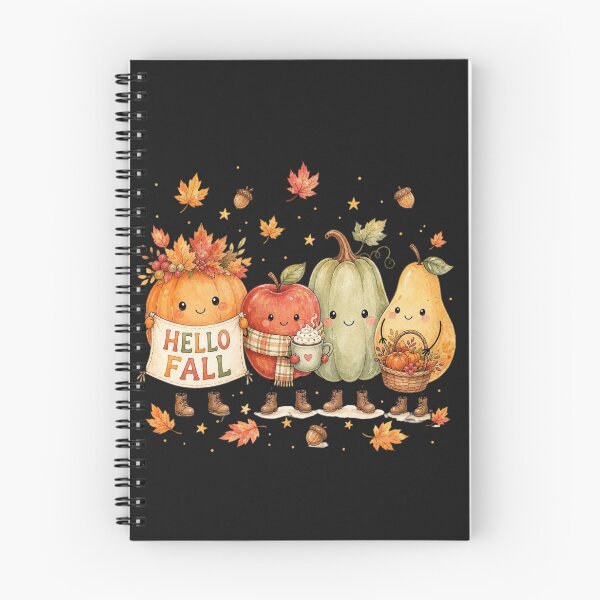 Item preview, Hello Fall Shirt, Cute Watercolor Pumpkin Apple Autumn Design, Fall Vegetable Characters designed and sold by VibeTherapyArt.