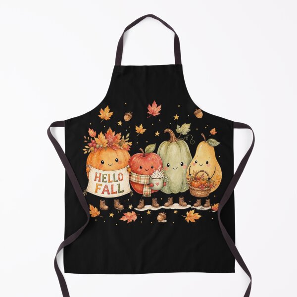Item preview, Hello Fall Shirt, Cute Watercolor Pumpkin Apple Autumn Design, Fall Vegetable Characters designed and sold by VibeTherapyArt.