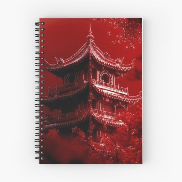 Item preview, Crimson Red Japanese Pagoda Temple — Dramatic Monochromatic Asian Aesthetic designed and sold by LYAN-STORE.