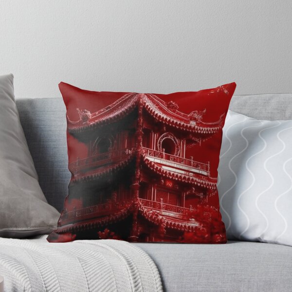 Item preview, Crimson Red Japanese Pagoda Temple — Dramatic Monochromatic Asian Aesthetic designed and sold by LYAN-STORE.