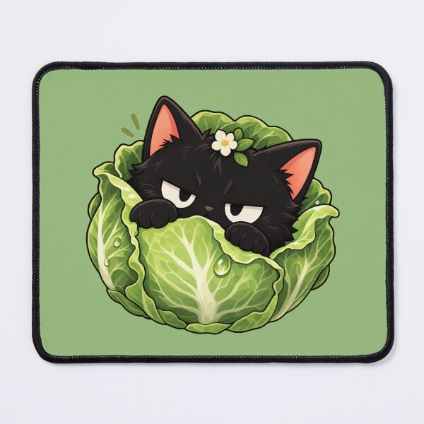 Item preview, Black Cat Hiding Inside a Green Cabbage designed and sold by Frezcola.
