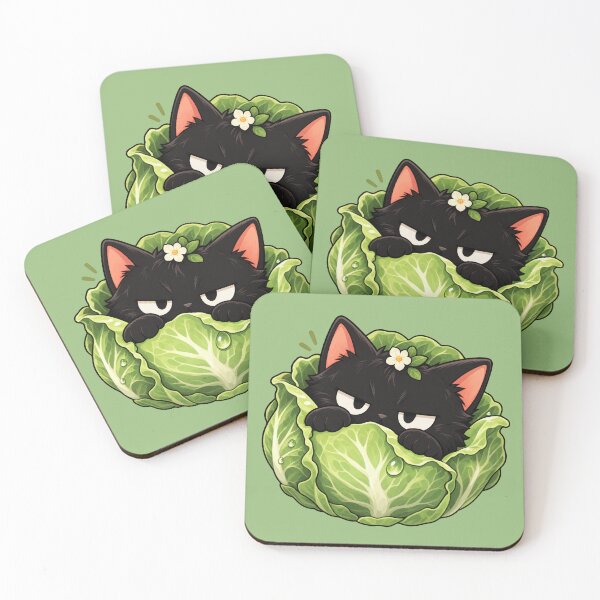 Item preview, Black Cat Hiding Inside a Green Cabbage designed and sold by Frezcola.