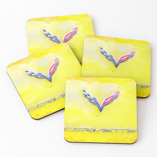Item preview,  2014 Corvette Stingray Coupe Velocity Yellow Hood Badge Poster designed and sold by RichFrancoCars.