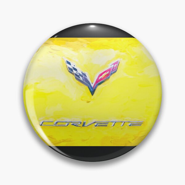 Item preview,  2014 Corvette Stingray Coupe Velocity Yellow Hood Badge Poster designed and sold by RichFrancoCars.