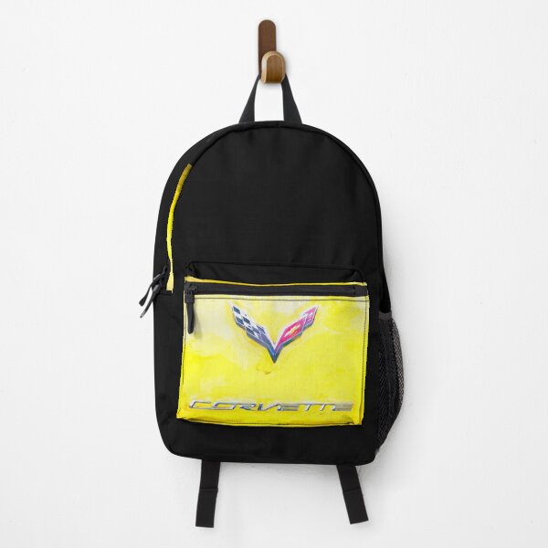 Item preview, 2014 Corvette Stingray Coupe Velocity Yellow Hood Badge Poster designed and sold by RichFrancoCars.