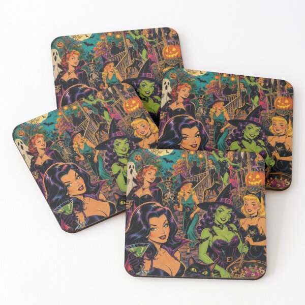 Item preview, Vintage Halloween Party Witches Vampires Comic Kitsch designed and sold by Mauswohn.