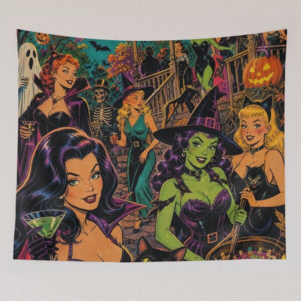 Item preview, Vintage Halloween Party Witches Vampires Comic Kitsch designed and sold by Mauswohn.