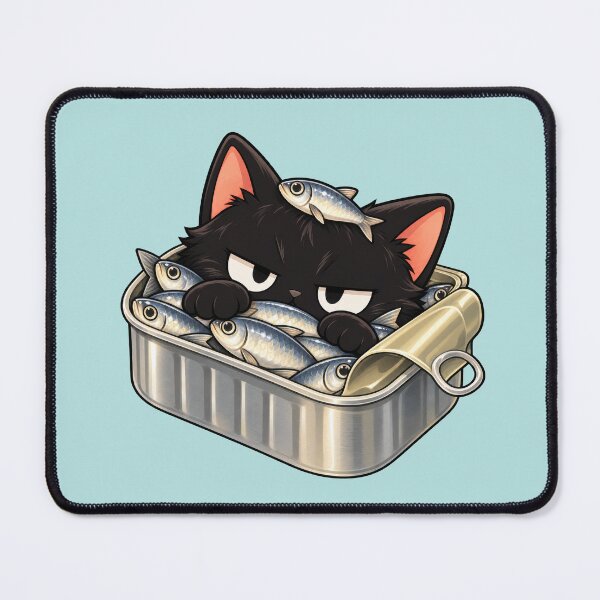Item preview, Black Cat Sitting in an Open Tin of Sardines designed and sold by Frezcola.
