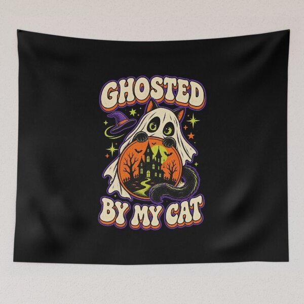 Item preview, Ghosted By My Cat - Retro Halloween Haunted House Moon Graphic designed and sold by StudioSand.