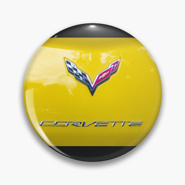 Item preview,  2014 Corvette Stingray Coupe Velocity Yellow Hood Badge Poster designed and sold by RichFrancoCars.
