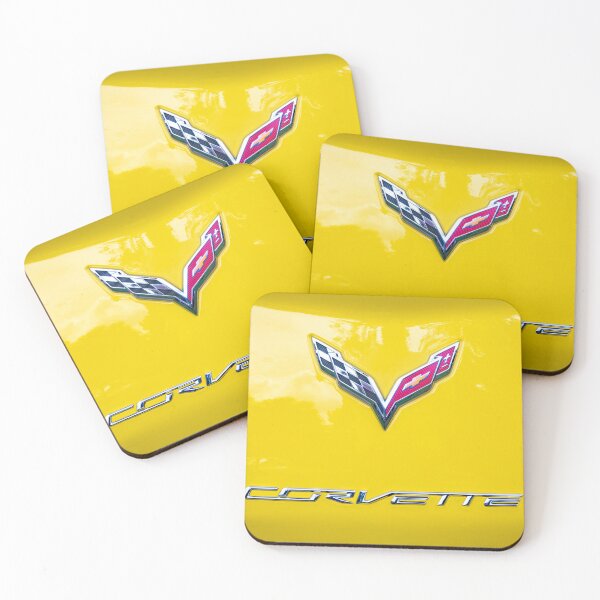 Item preview,  2014 Corvette Stingray Coupe Velocity Yellow Hood Badge Poster designed and sold by RichFrancoCars.