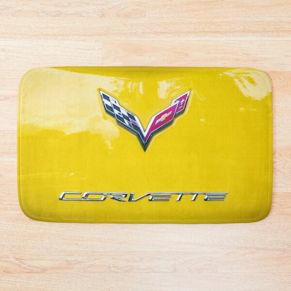 Item preview,  2014 Corvette Stingray Coupe Velocity Yellow Hood Badge Poster designed and sold by RichFrancoCars.