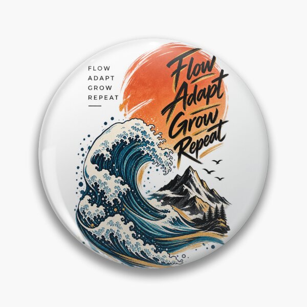 Item preview, Flow Adapt Grow Repeat – Motivational Wave & Mountain Art designed and sold by CreativeCook.
