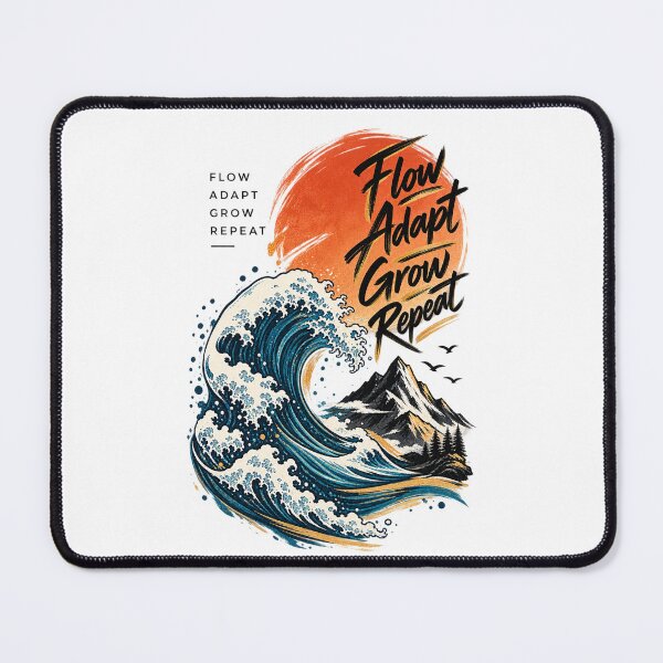 Item preview, Flow Adapt Grow Repeat – Motivational Wave & Mountain Art designed and sold by CreativeCook.