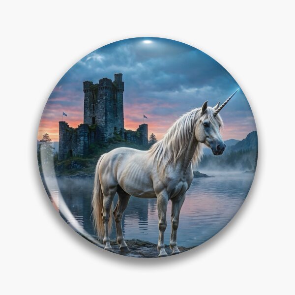 Item preview, Mystic White Unicorn Castle Lake Fantasy Artwork designed and sold by Sybille-Yates.