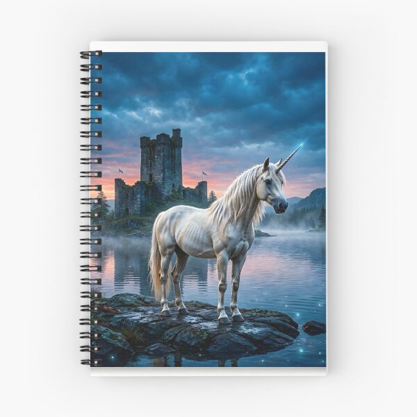 Item preview, Mystic White Unicorn Castle Lake Fantasy Artwork designed and sold by Sybille-Yates.