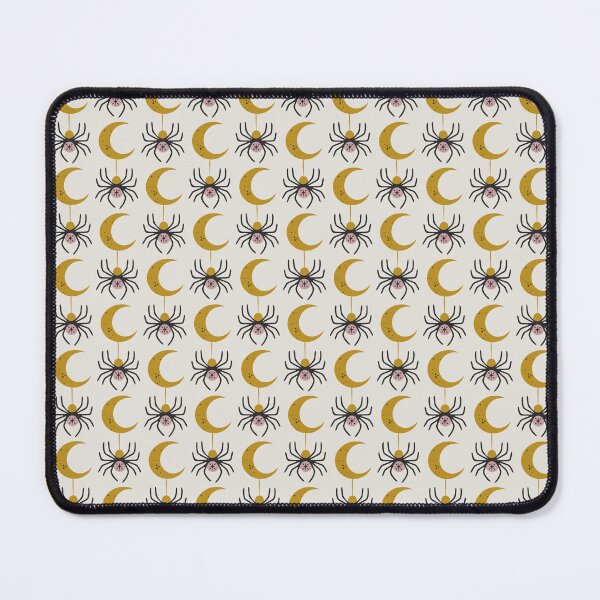 Item preview, Halloween Crescent Moon and Spiders in Cream and Yellow Gold designed and sold by EliveraDesigns.