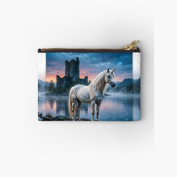 Item preview, Mystic White Unicorn Castle Lake Fantasy Artwork designed and sold by Sybille-Yates.