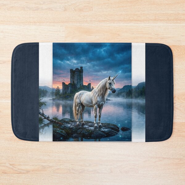 Item preview, Mystic White Unicorn Castle Lake Fantasy Artwork designed and sold by Sybille-Yates.