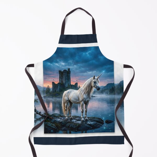 Item preview, Mystic White Unicorn Castle Lake Fantasy Artwork designed and sold by Sybille-Yates.
