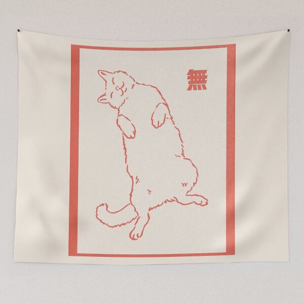 Item preview, Zen Cat - Floating Sleeping Cat in Japanese Line Art Style designed and sold by MiaBellaGirl.