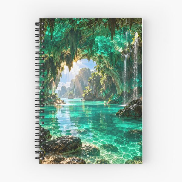 Item preview, Emerald Cave Tropical Lagoon Fantasy Paradise Waterfall Landscape designed and sold by IRON SIREN.