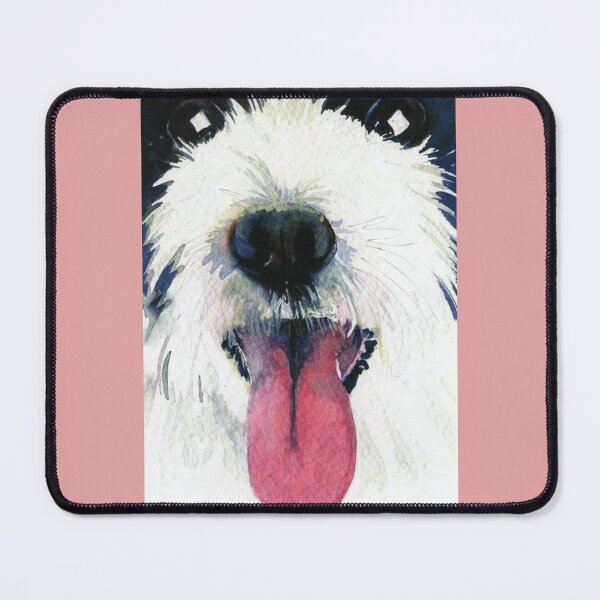 Item preview, Watercolor of an old English sheepdogs face with the tongue sticking out. designed and sold by aswoa.