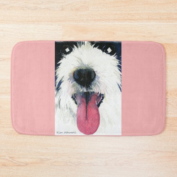 Item preview, Watercolor of an old English sheepdogs face with the tongue sticking out. designed and sold by aswoa.