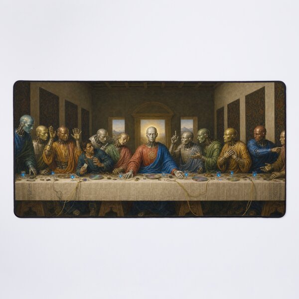 Item preview, The Last Supper of AI Cyberpunk Renaissance Wall Art designed and sold by DMarquiseArt.